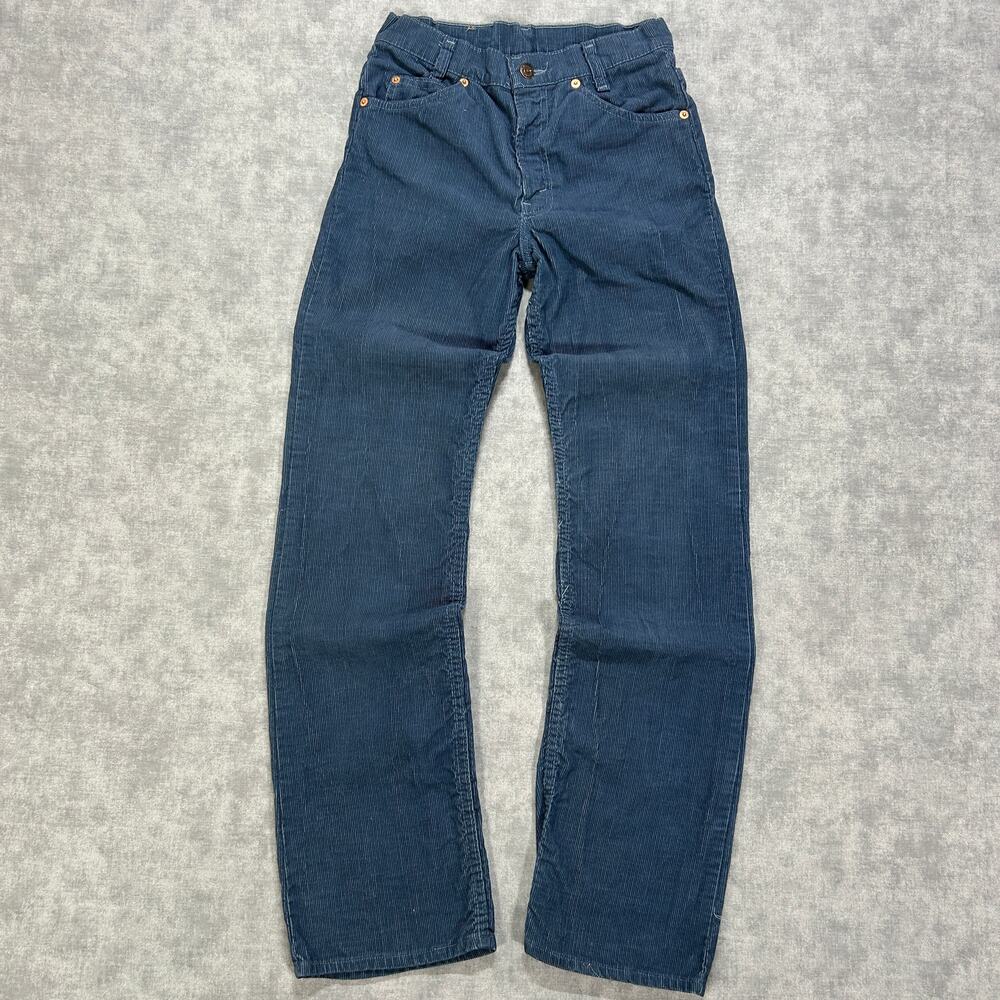 Vintage 70s Levis 716-1508 Student Fit Corduroy Pants W26 L31 Navy USA Made